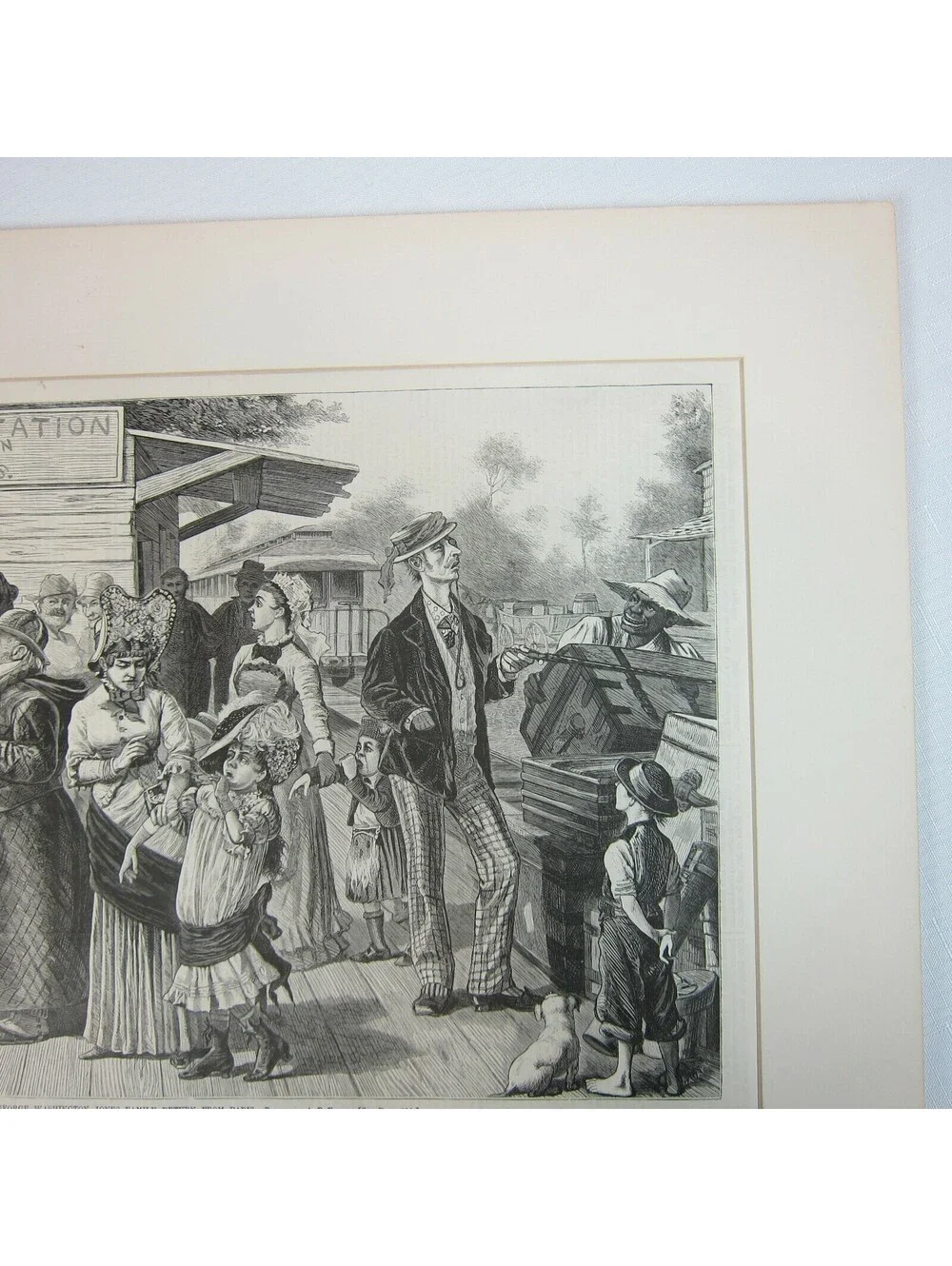 Antique 1878 Print Wood Engraving George Washington Jones Family Harpers Weekly